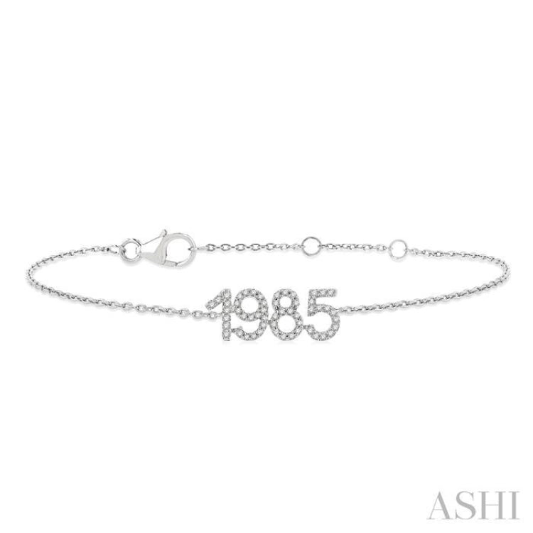 1/6 Ctw '1985' Date Single Cut Diamond Bracelet in 10K White Gold