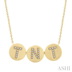 1/10 Ctw 'TNT' Nameplate Single Cut Diamond Necklace in 10K Yellow Gold