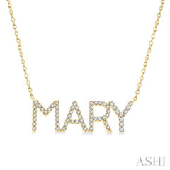 1/6 Ctw 'MARY' Block Name Round Cut Diamond Necklace in 10K Yellow Gold