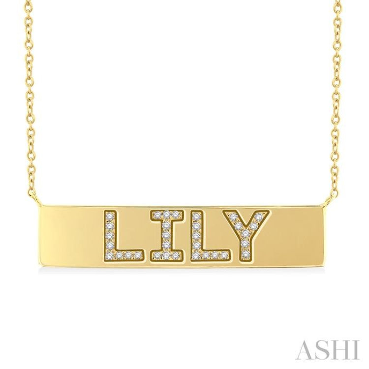 1/8 Ctw 'LILY' Nameplate Single Cut Diamond Necklace in 10K Yellow Gold