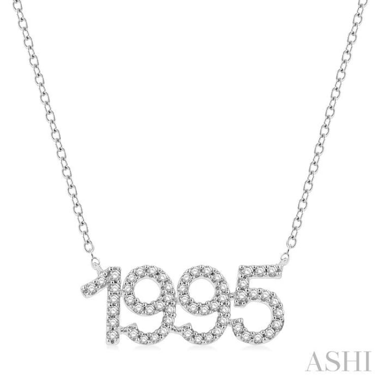 1/6 Ctw '1995' Date Single Cut Diamond Necklace in 10K White Gold
