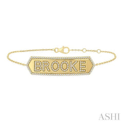 5/8 Ctw 'BROOKE' Nameplate Single Cut Diamond Bracelet in 10K Yellow Gold