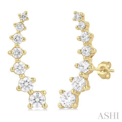 1 Ctw Round Cut Diamond Fashion Climbers in 14K Yellow Gold