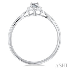5x3 MM Oval Shape White Topaz and 1/20 Ctw Single Cut Diamond Halo Semi-Precious Ring in 14K White Gold