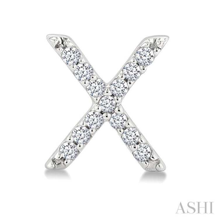 1/10 Ctw Initial 'X' Single Cut Diamond Earrings in 10K White Gold