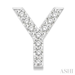 1/10 Ctw Initial 'Y' Single Cut Diamond Earrings in 10K White Gold