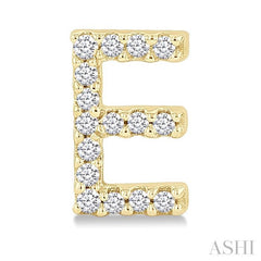 1/10 Ctw Initial 'E' Single Cut Diamond Earrings in 10K Yellow Gold