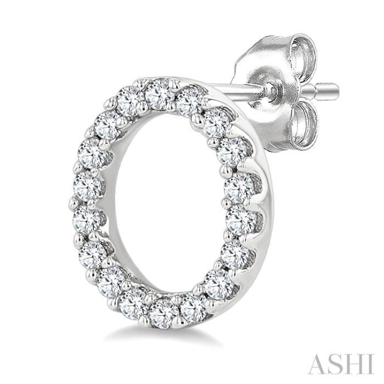 1/10 Ctw Initial 'O' Single Cut Diamond Earrings in 10K White Gold