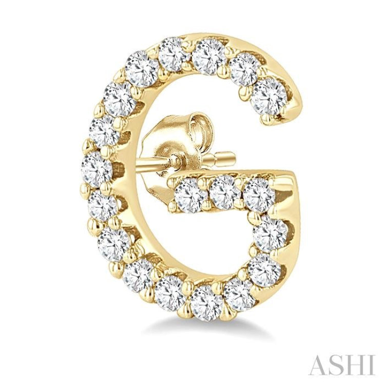 1/8 Ctw Initial 'G' Single Cut Diamond Earrings in 10K Yellow Gold