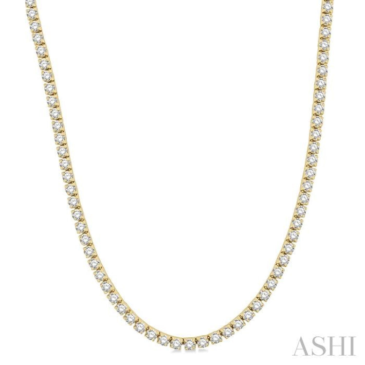 10 Ctw Round Cut Diamond Tennis Necklace in 14K Yellow Gold