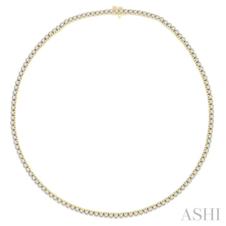 10 Ctw Round Cut Diamond Tennis Necklace in 14K Yellow Gold