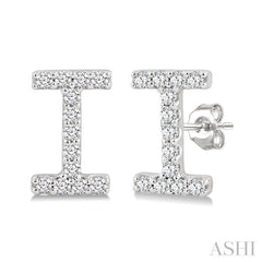 1/10 Ctw Initial 'I' Single Cut Diamond Earrings in 10K White Gold