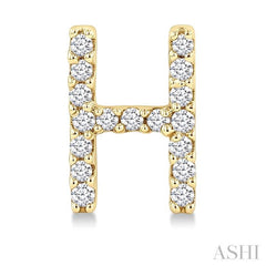 1/10 Ctw Initial 'H' Single Cut Diamond Earrings in 10K Yellow Gold