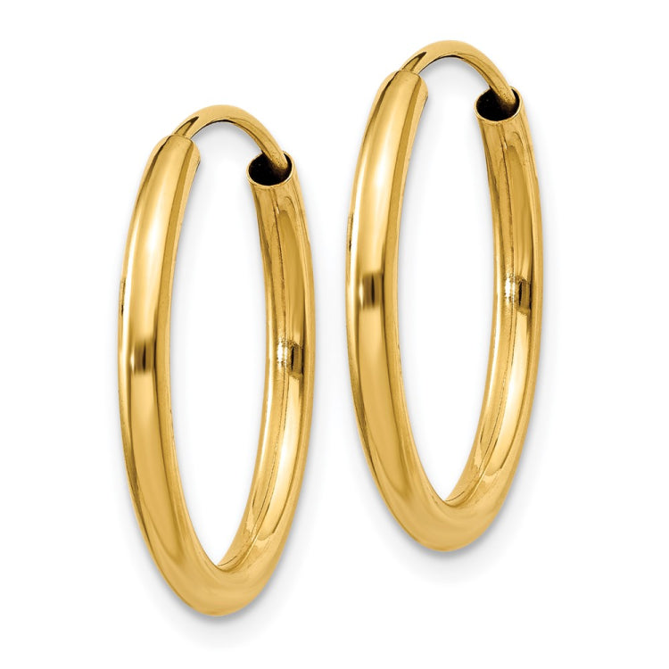 14k 2x20mm Polished Round Endless Tube Hoop Earrings