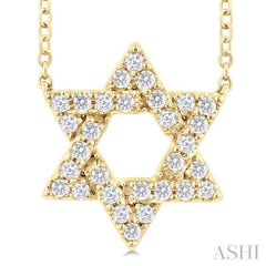 1/4 Ctw Star of David Round Cut Diamond Fashion Pendant With Chain in 14K Yellow Gold