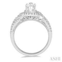 3/4 Ctw Marquise and Round Cut Split Shank Diamond Ladies Engagement Ring with 1/3 Ct Marquise Cut Center Stone in 14K White Gold