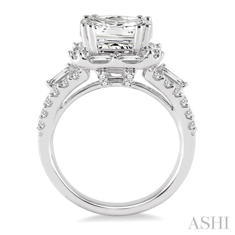 1 1/3 Ctw Diamond Semi-Mount Engagement Ring in 14K White Gold