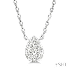 1/10 Ctw Lovebright Petite Pear Shape Round Cut Diamond Fashion Pendant With Chain in 10K Yellow and White Gold
