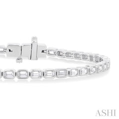 4 1/3 Ctw East-West Bezel Set Emerald Cut Diamond Tennis Bracelet in 14K White Gold