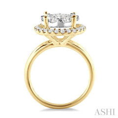 1 1/2 Ctw Lovebright Round Cut Diamond Engagement Ring in 14K Yellow and White Gold