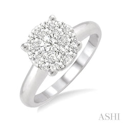 3/4 Ctw Lovebright Round Cut Diamond Bridal Ring in 14K White Gold