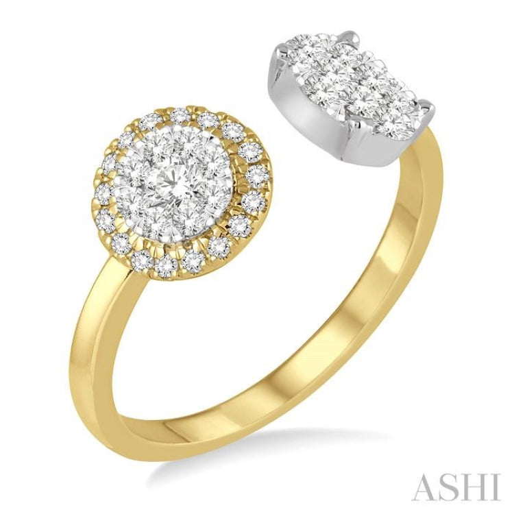 1/2 Ctw Round and Oval Shape Diamond Lovebright Ring in 14K Yellow and White Gold