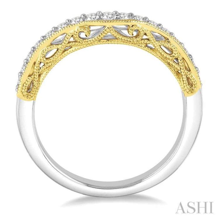 1/3 Ctw Round Cut Diamond Wedding Band in 14K White and Yellow Gold