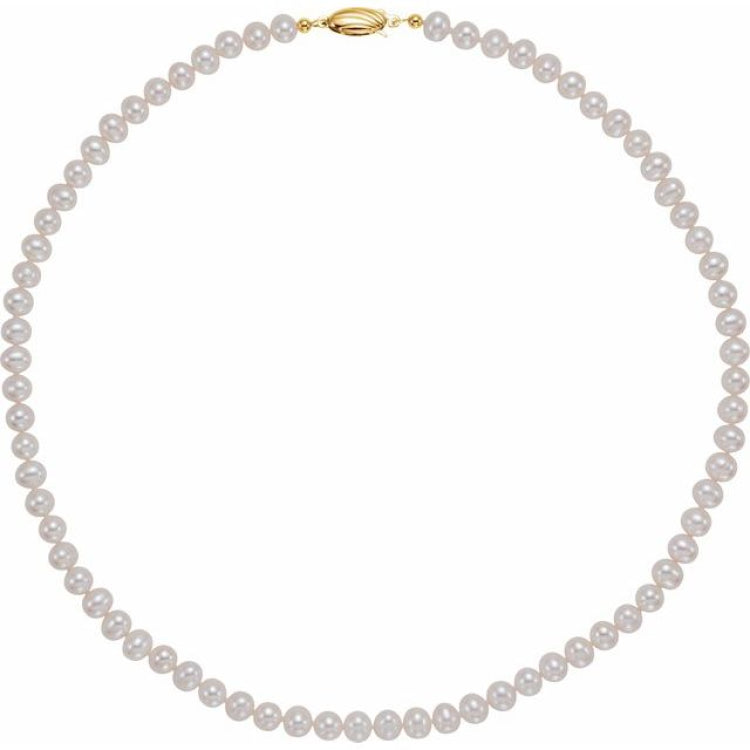 14K Yellow Gold Panache® Cultured White Freshwater Pearl 18" Necklace
