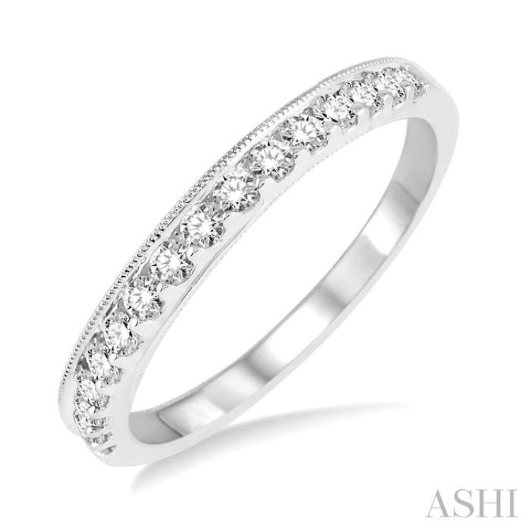 3/8 Ctw Round Cut Diamond Wedding Band in 14K White Gold