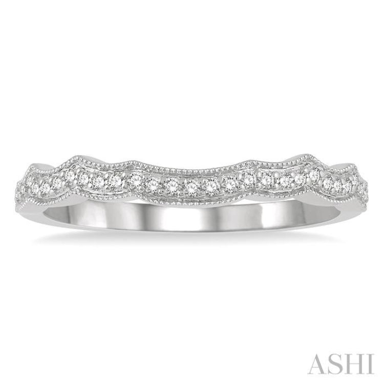 1/10 Ctw Curvy Round Cut Diamond Wedding Band in 14K White Gold