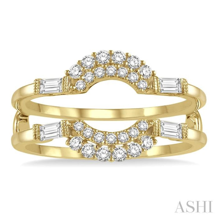 1/2 Ctw Double Arch Baguette and Round Cut Diamond Insert Ring in 14K Yellow Gold