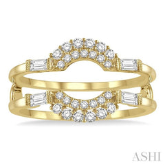 1/2 Ctw Double Arch Baguette and Round Cut Diamond Insert Ring in 14K Yellow Gold