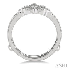 1/4 Ctw Fleur De Lis Round Cut Diamond Insert Ring in 14K White Gold