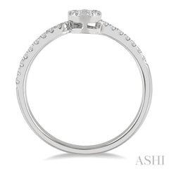 1/4 Ctw Open-End Circular Mount Lovebright Round Cut Diamond Ladies Ring in 14K White Gold