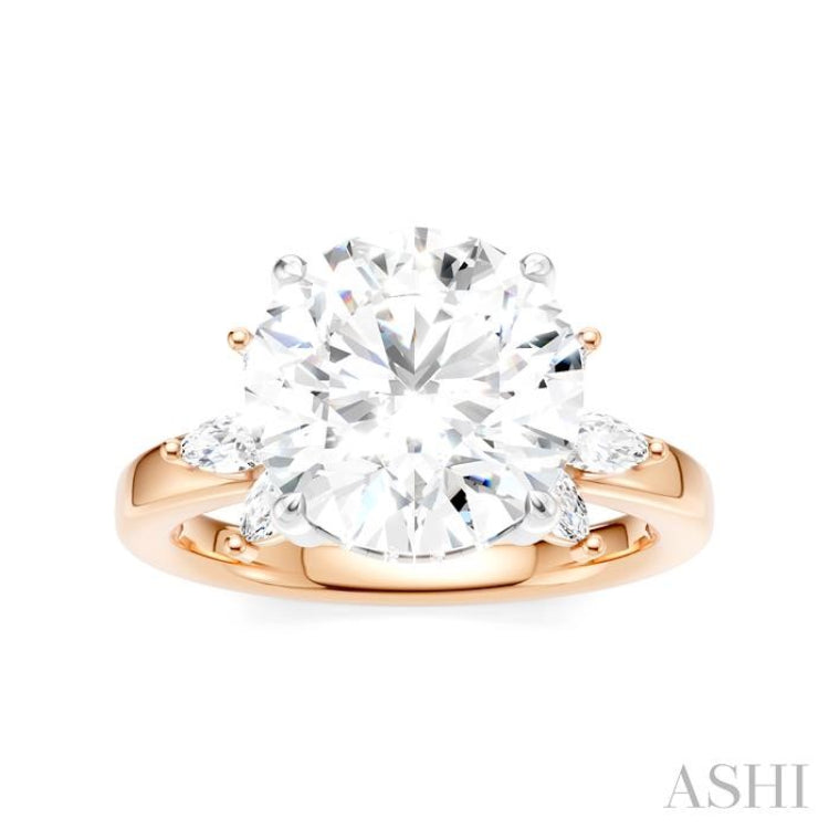 1/2 Ctw Akari Circular Shape Marquise and Round Cut Diamond Semi-Mount Engagement Ring in 14K Rose and White Gold