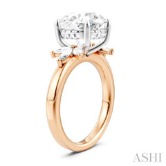 1/2 Ctw Akari Circular Shape Marquise and Round Cut Diamond Semi-Mount Engagement Ring in 14K Rose and White Gold