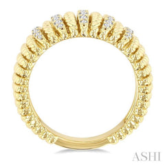1/3 Ctw Dome Shape Rope Bead Round Cut Diamond Fashion Ring in 14K Yellow Gold