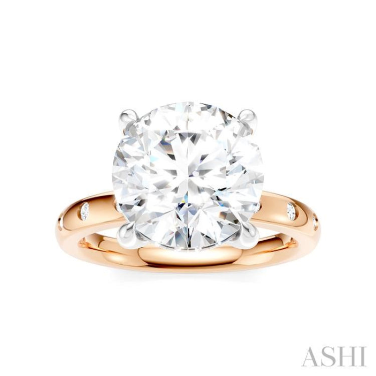 1/5 Ctw Round Shape Round Cut Diamond Semi-Mount Engagement Ring in 14K Rose and White Gold
