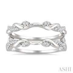1/4 Ctw Twisted Round Cut Diamond Insert Ring in 14K White Gold