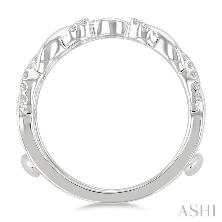 1/4 Ctw Twisted Round Cut Diamond Insert Ring in 14K White Gold