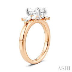 1/2 Ctw Akari Marquise and Round Cut Diamond Semi-Mount Engagement Ring in 14K Rose and White Gold