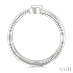 1/5 Ctw Round Shape Diamond Bezel Double Coil Fashion Ring in 14K White Gold