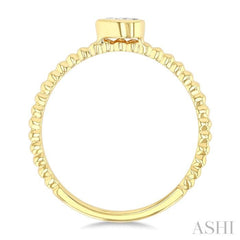 1/6 Ctw Ball Bead East-West Bezel Set Pear Cut Diamond Stackable Petite Fashion Ring in 14K Yellow Gold