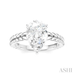 1/10 Ctw Pear Shape Round Cut Diamond Semi-Mount Engagement Ring in 14K White Gold