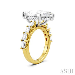 1 1/3 Ctw Marquise Shape Emerald and Round Cut Diamond Semi-Mount Engagement Ring in 14K Yellow and White Gold