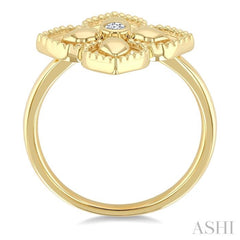1/20 Ctw Floral Medallion Bezel Set Round Cut Diamond Fashion Ring in 10K Yellow Gold