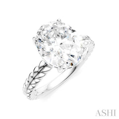 1/10 Ctw Oval Shape Round Cut Diamond Semi-Mount Engagement Ring in 14K White Gold