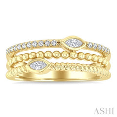 1/5 Ctw Split Three Row Marquise and Round Cut Diamond Fashion Band in 10K Yellow Gold
