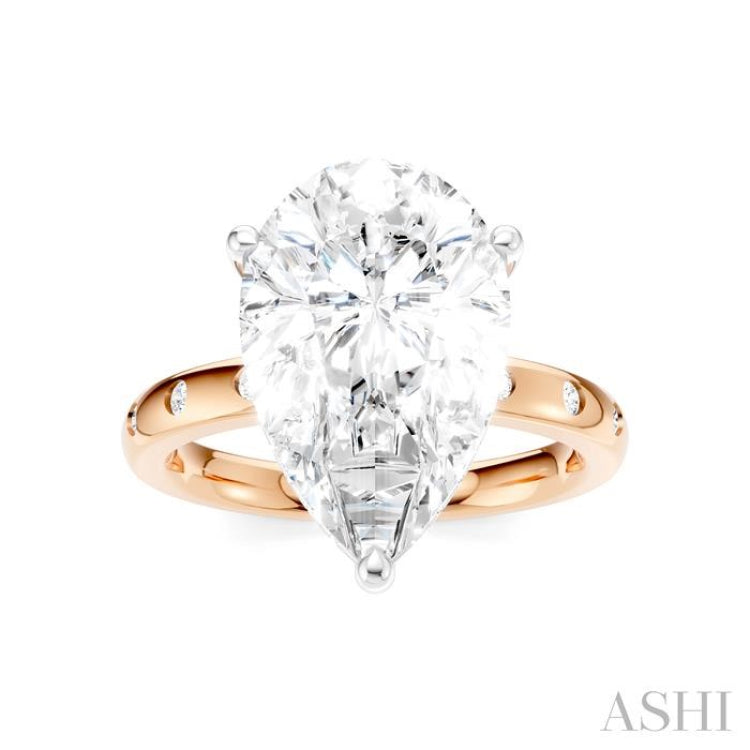 1/5 Ctw Akari Pear Shape Round Cut Diamond Semi-Mount Engagement Ring in 14K Rose and White Gold