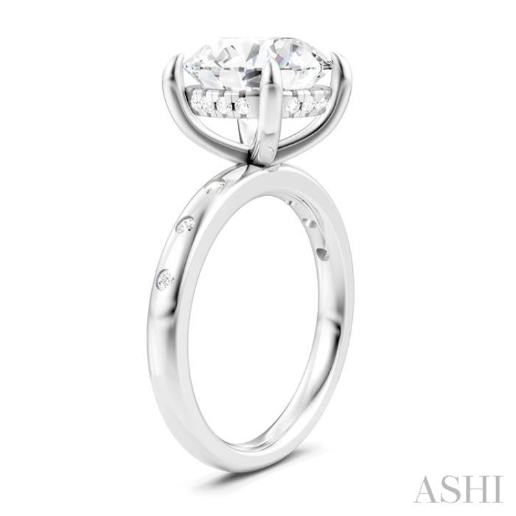 1/5 Ctw Round Shape Round Cut Diamond Semi-Mount Engagement Ring in 14K White Gold